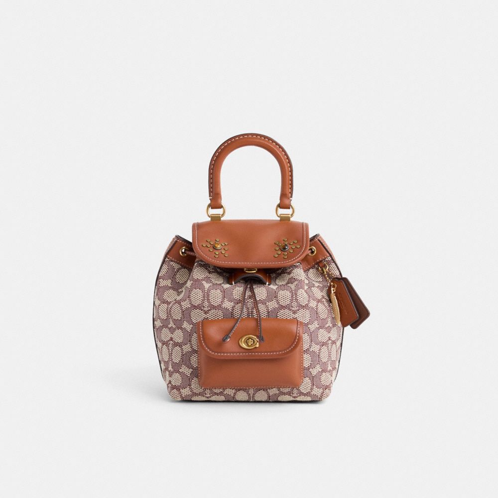 COACH®,Upcrafted Riya Backpack 21 In Signature Textile Jacquard,,Front View