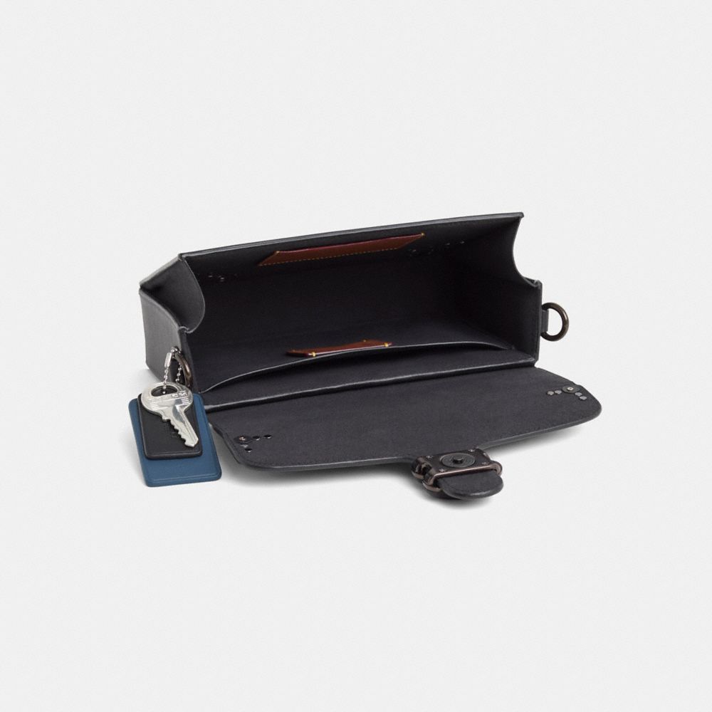 COACH®,Upcrafted Tabby Box Bag,Leather,Crossbody,Metal,Rhinestones,Studded,Logo,Expandable,Silver Metal,Casual,Black,Inside View,Top View