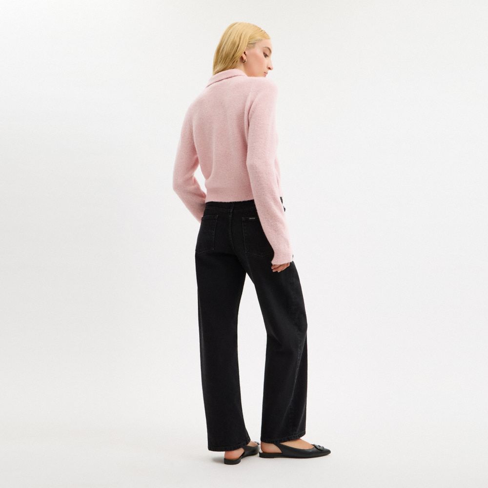 COACH®,コーチ エンブロイダード クロップド カーディガン,トップス&ワンピース,ﾗｲﾄ ﾋﾟﾝｸ