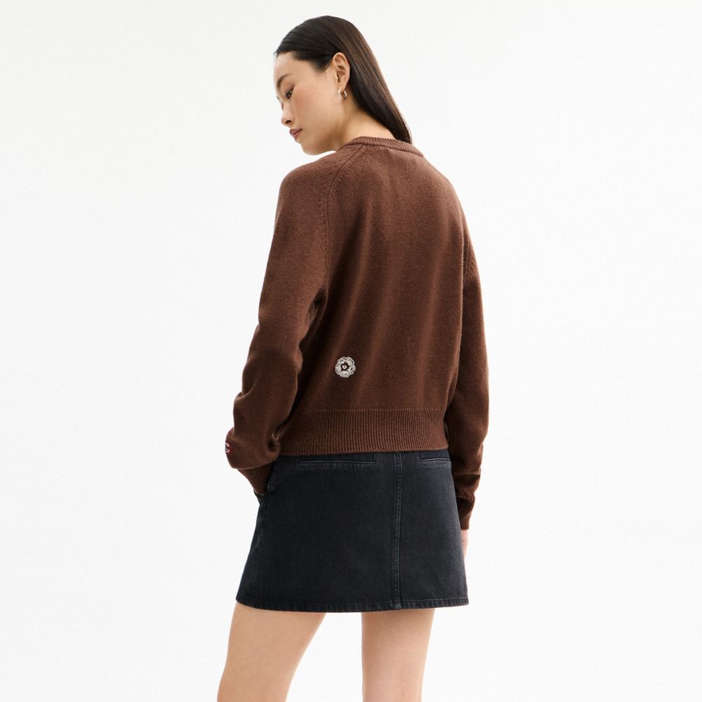 COACH®,プレイフル エンブロイダード カーディガン,トップス&ワンピース,ﾌﾞﾗｳﾝ