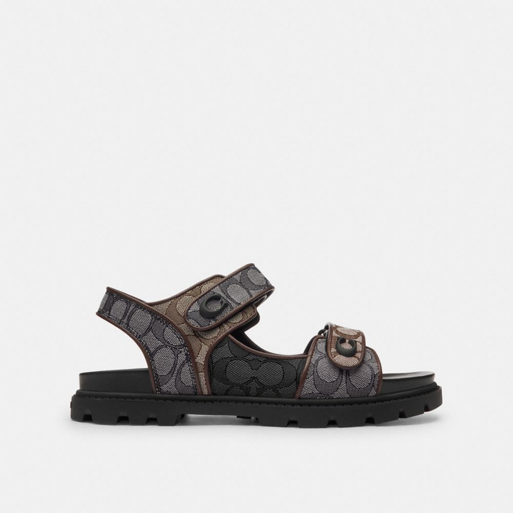 COACH®,Platform Sandal In Signature Jacquard,,Angle View