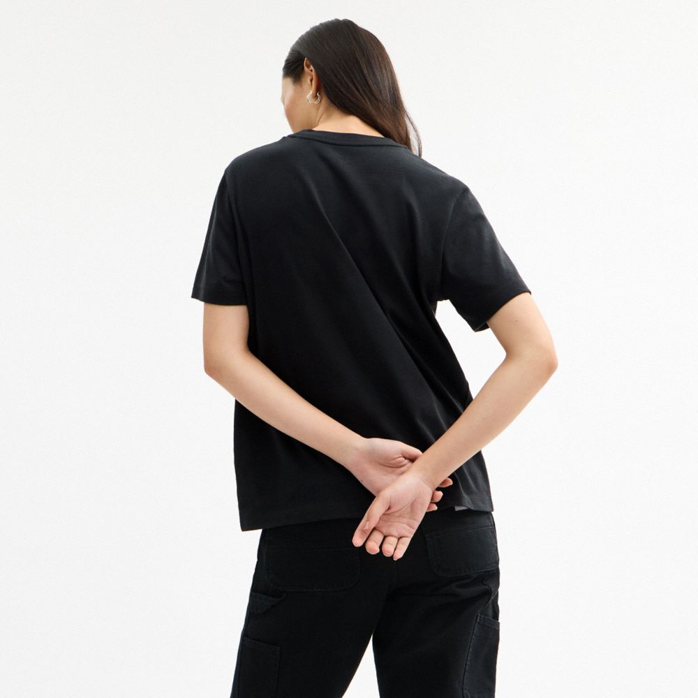 COACH®,Pumpkin And Ghost Signature Classic T Shirt,Black,Scale View