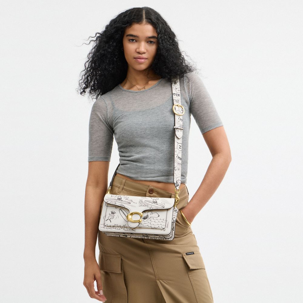 COACH®,Coach X Peanuts Tabby Shoulder Bag 26 With Newspaper Print,