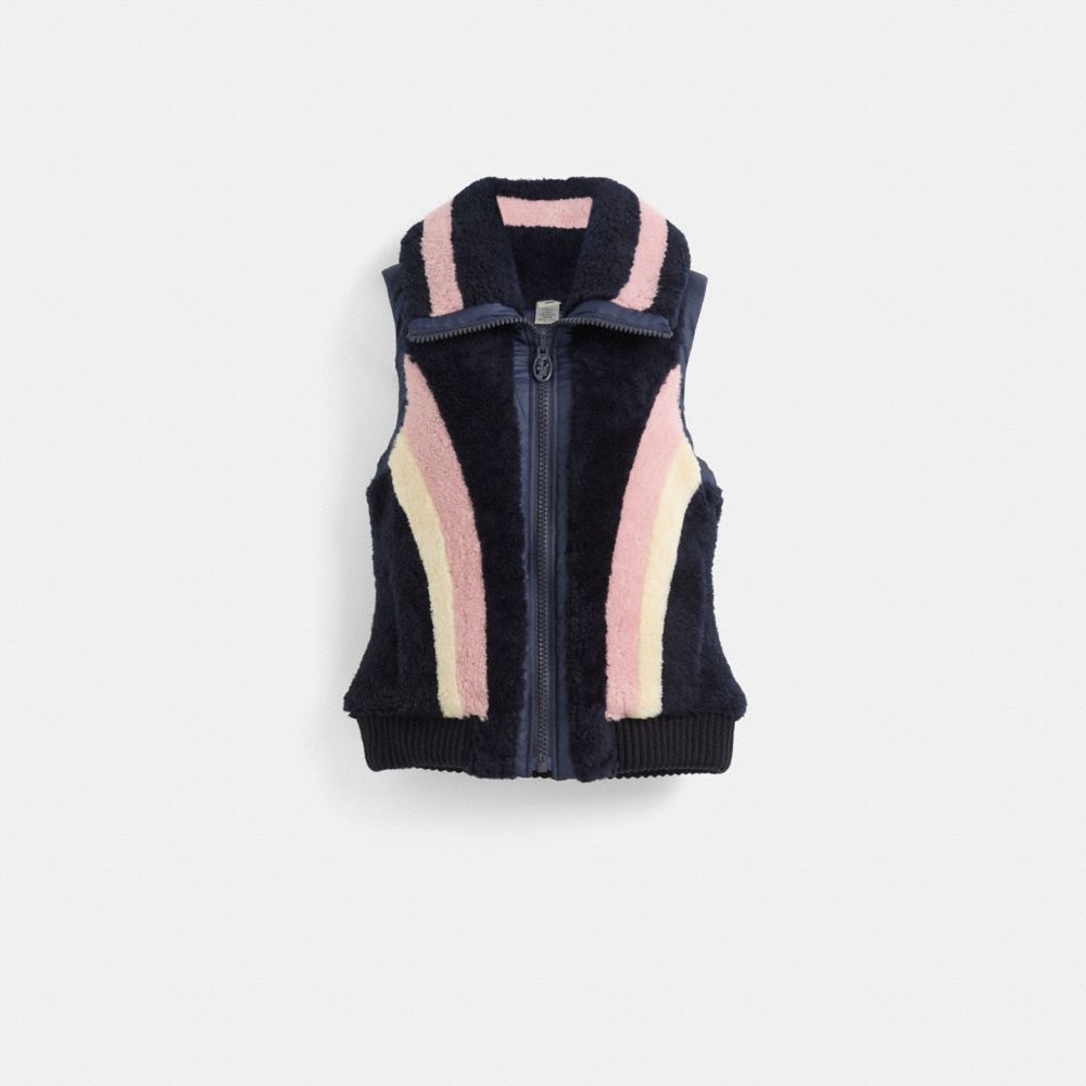 Shop Coach Restored Reversible Shearling Vest In Navy