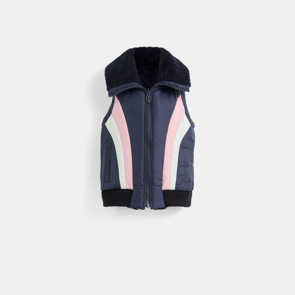 COACH®,Restored Reversible Shearling Vest,Multi Color,Angle View