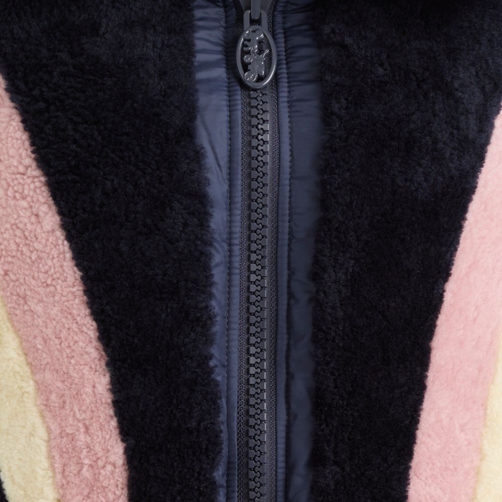 Shop Coach Restored Reversible Shearling Vest In Navy