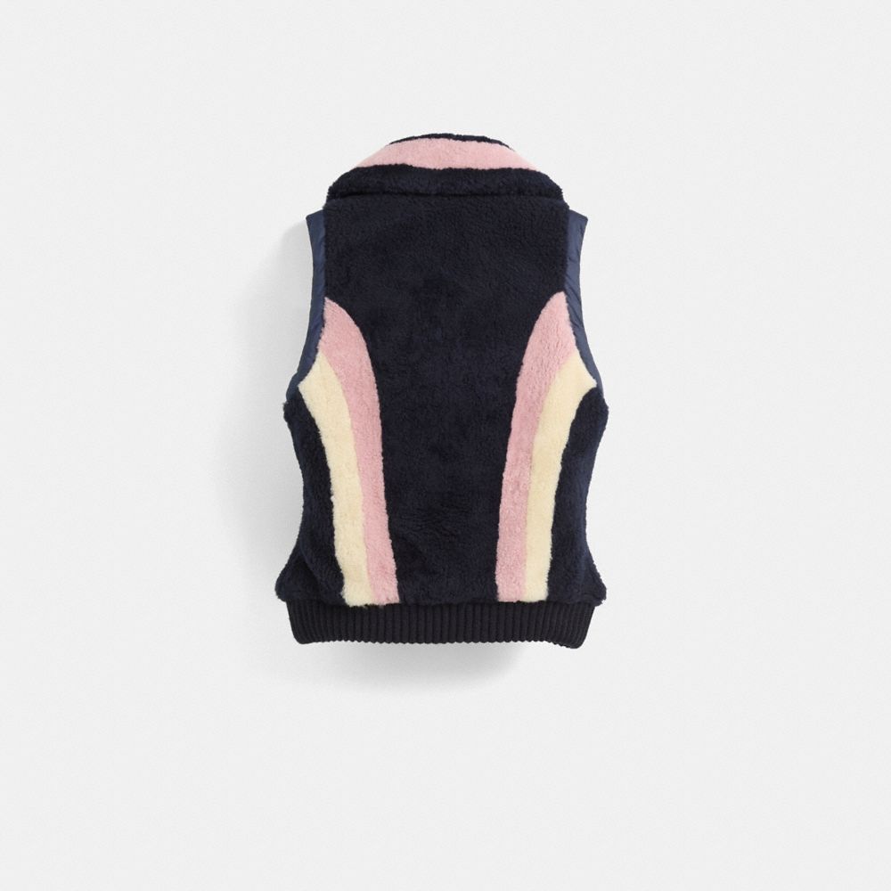 COACH®,Restored Reversible Shearling Vest,Multi Color,Back View