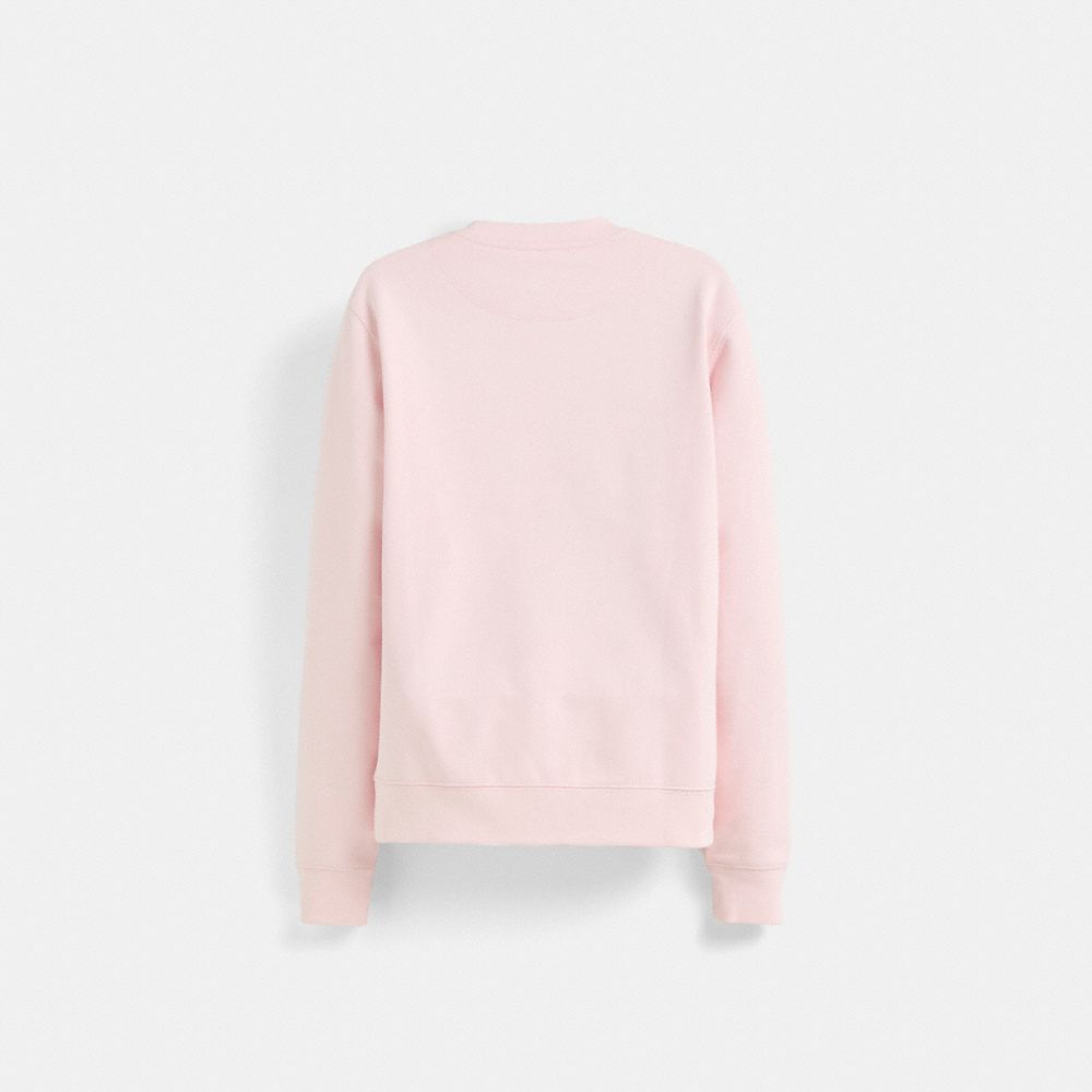 COACH®,Restored Ski Graphic Crewneck Sweatshirt,Cotton,Polyester,Sweatshirt,Sustainable,Casual,Pink,Back View