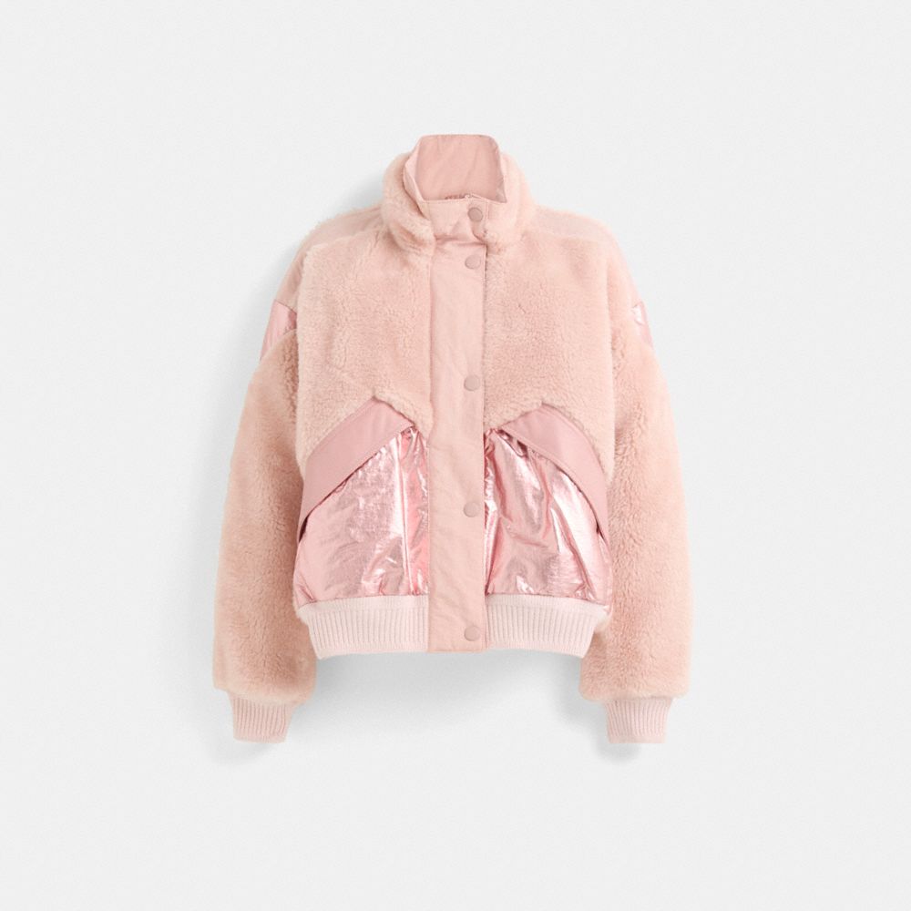 Coach Restored Pieced Fleece Jacket In Pink