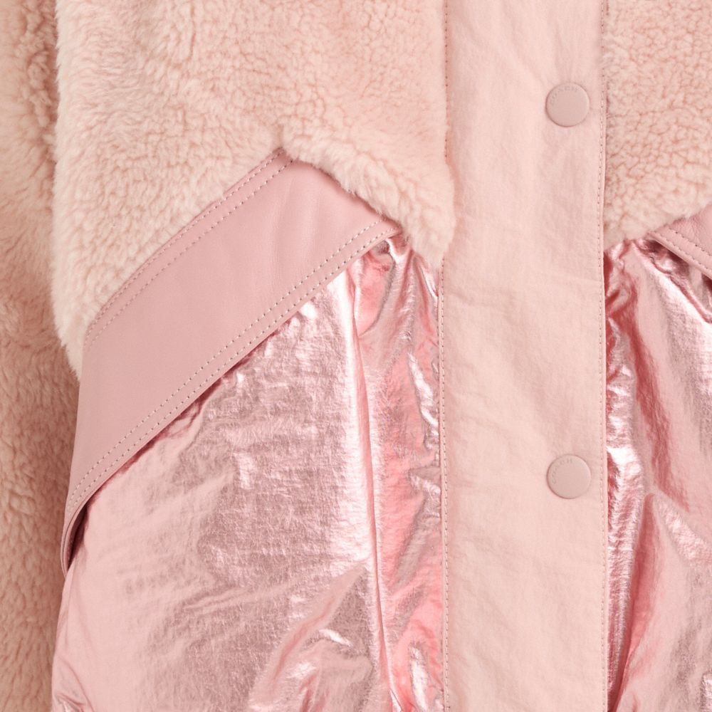 COACH®,Restored Pieced Fleece Jacket,Pink,Scale View