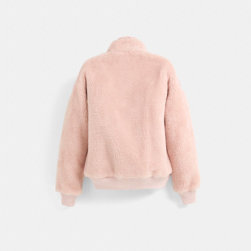 COACH®,Restored Pieced Fleece Jacket,Pink,Back View