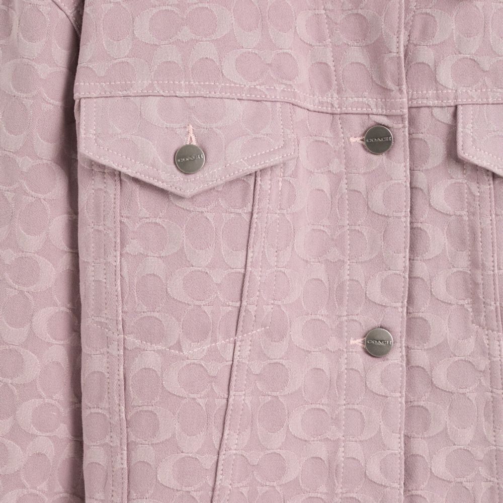 Coach Restored Cropped Signature Jacquard Denim Jacket In Purple Signature