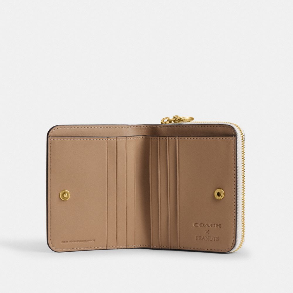 COACH®,Coach X Peanuts Essential Billfold Wallet With Newspaper Print,,Inside View,Top View