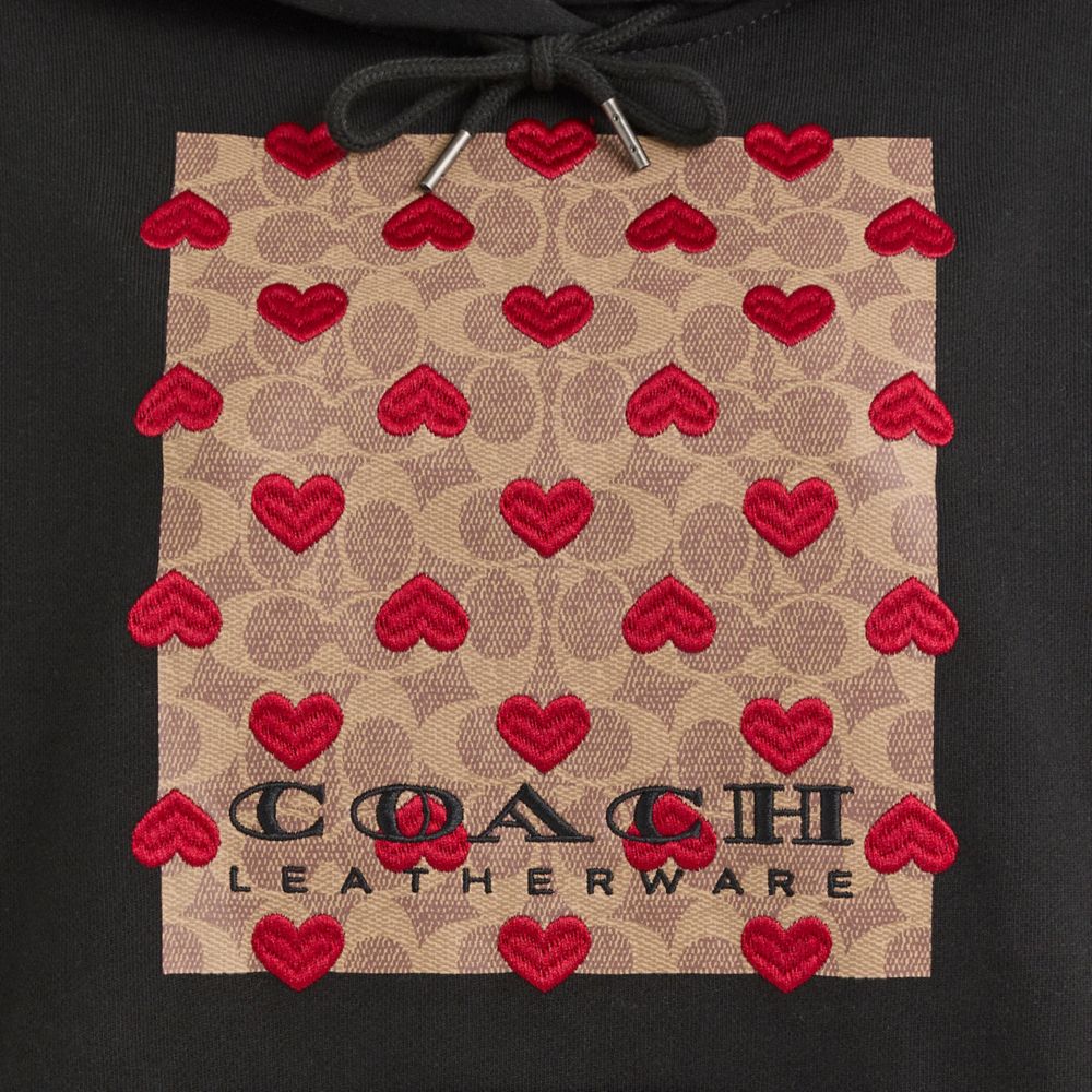 COACH®,Restored Valentine's Day Hoodie,Black,Scale View