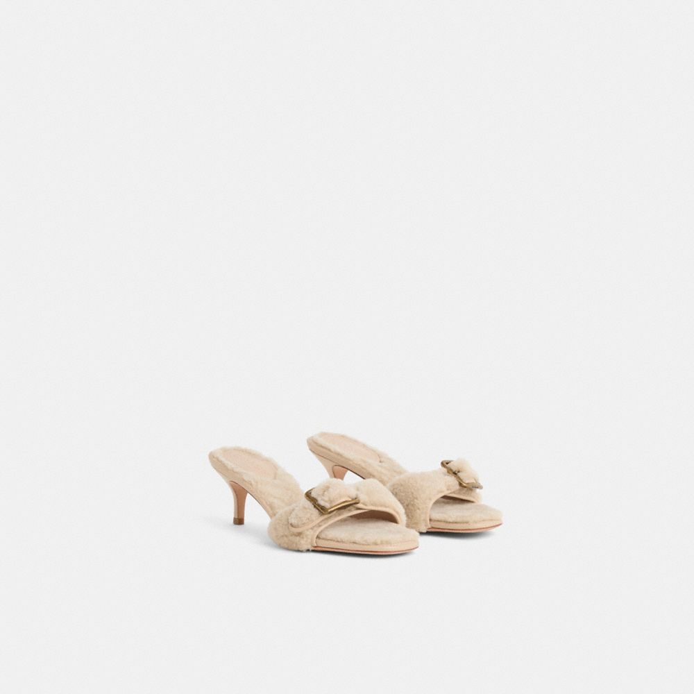 COACH®,Restored Shearling Buckle Mule,,Angle View