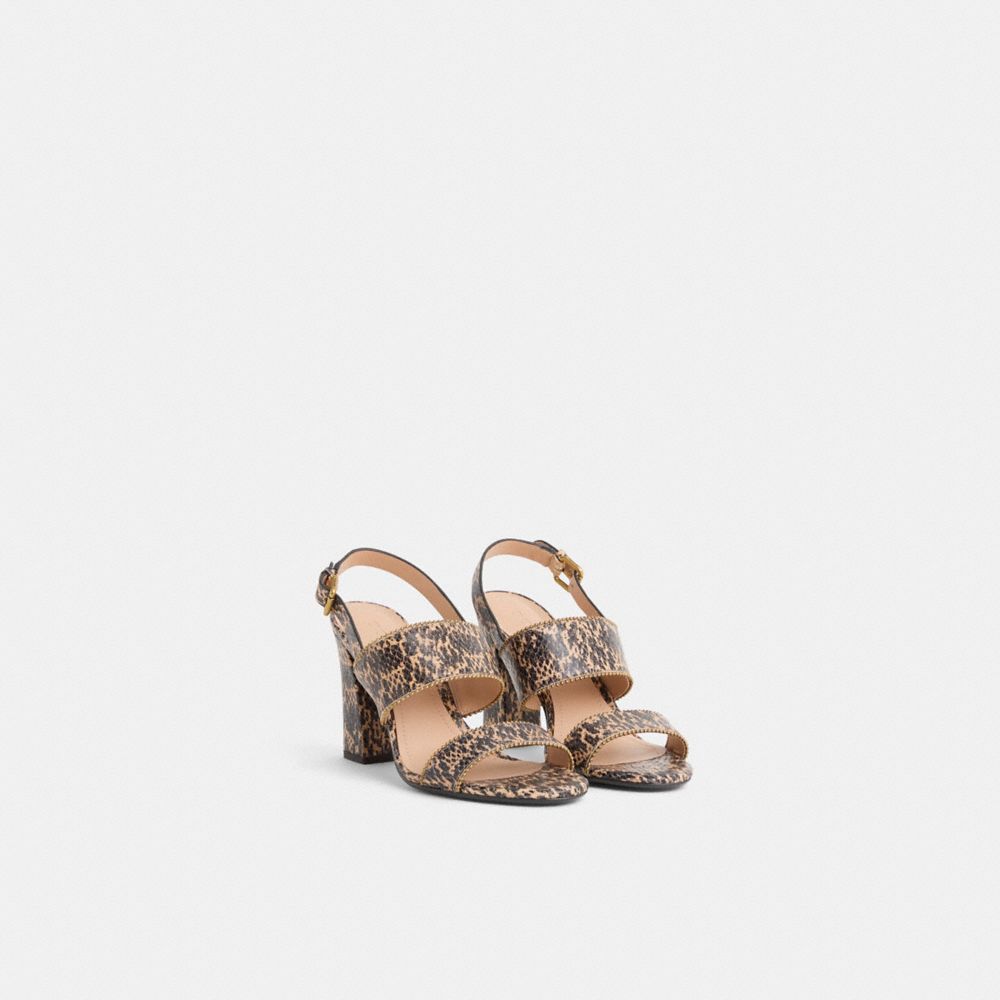 COACH®,Restored Rylie Heel Sandal,Rubber,Sandals,Bead Embellishment,Elastic Gore,Sustainable,Party,Cocktail,Multi Color,Angle View