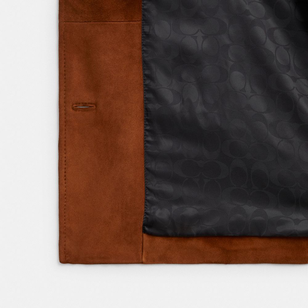 Coach Sculpted C Suede Jacket In Brown