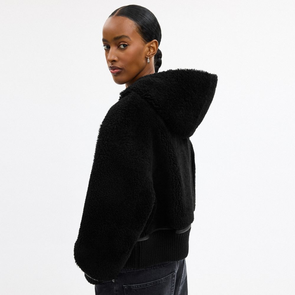 COACH®,Reversible Shearling Hoodie,,Scale View