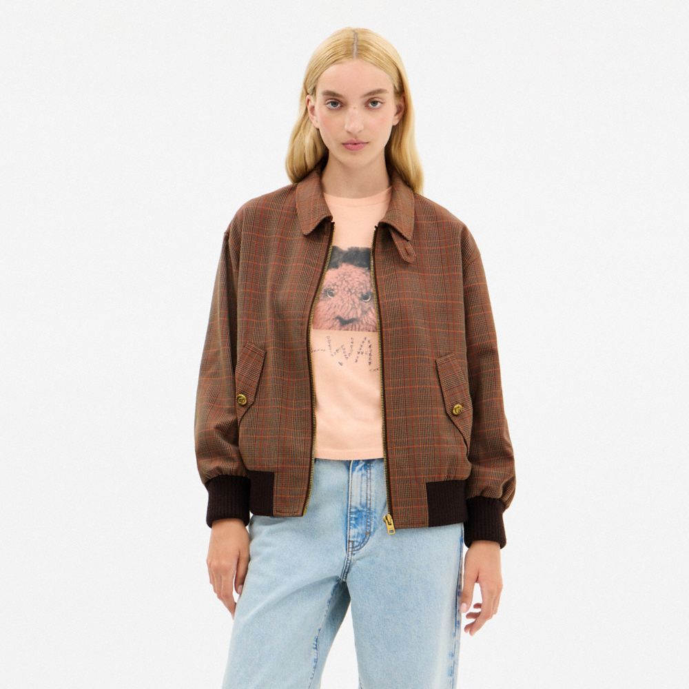 Coach Wool Blouson Jacket In Brown