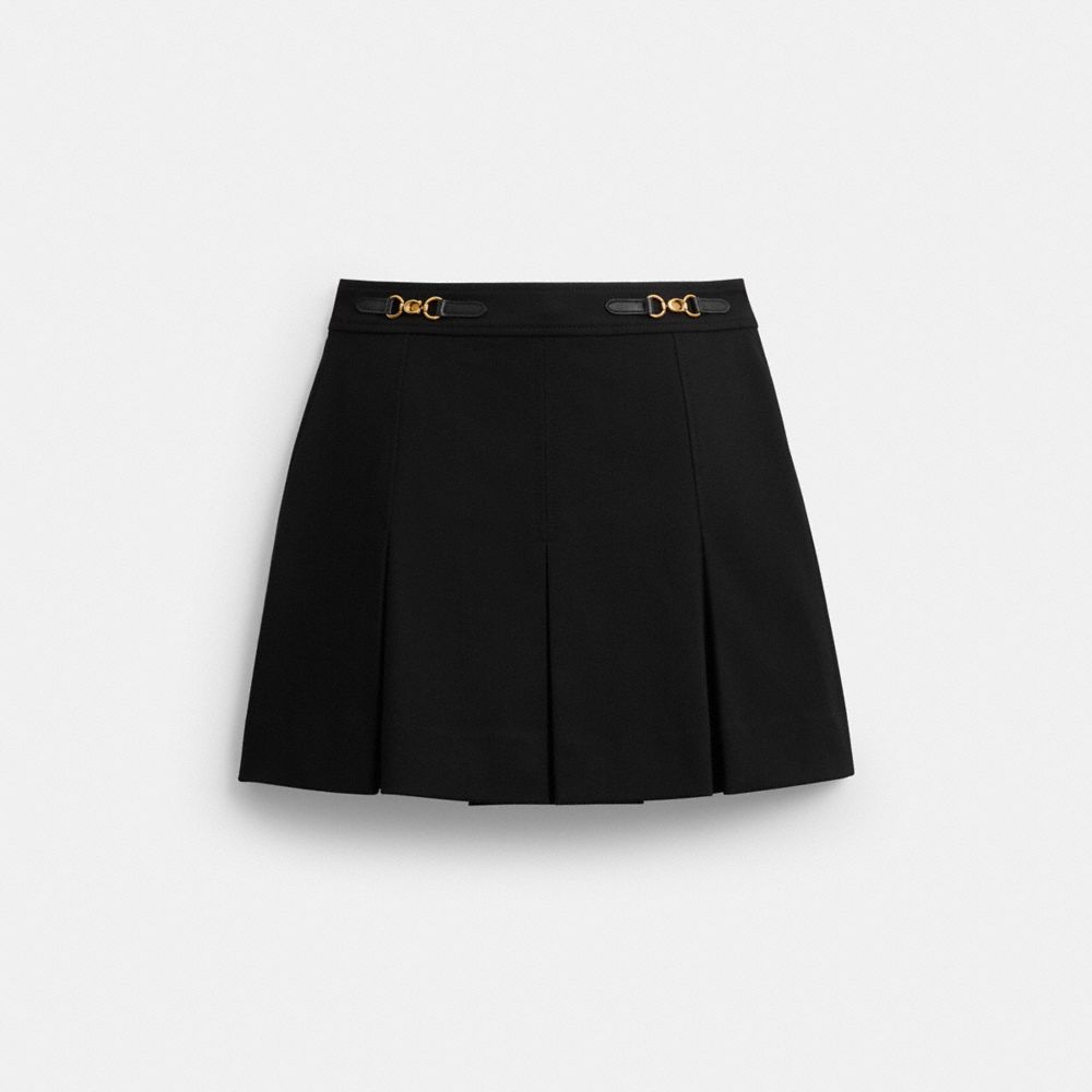 Coach Sculpted C Pleated Skirt In Recycled Polyester In Black