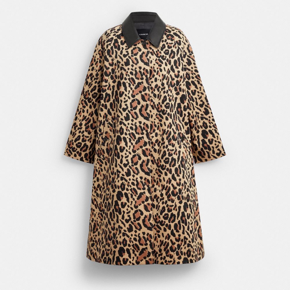 Coach Leopard Print Balmacaan In Animal Print