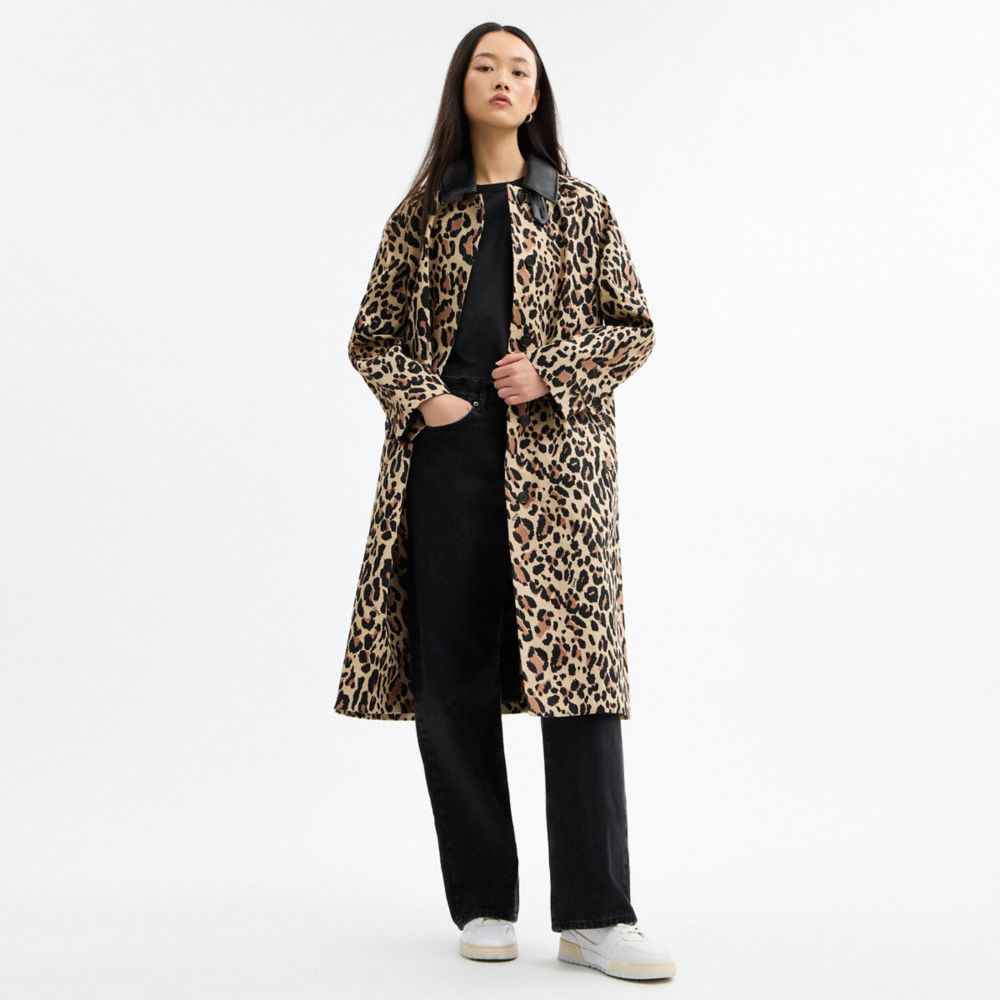Coach Leopard Print Balmacaan In Animal Print