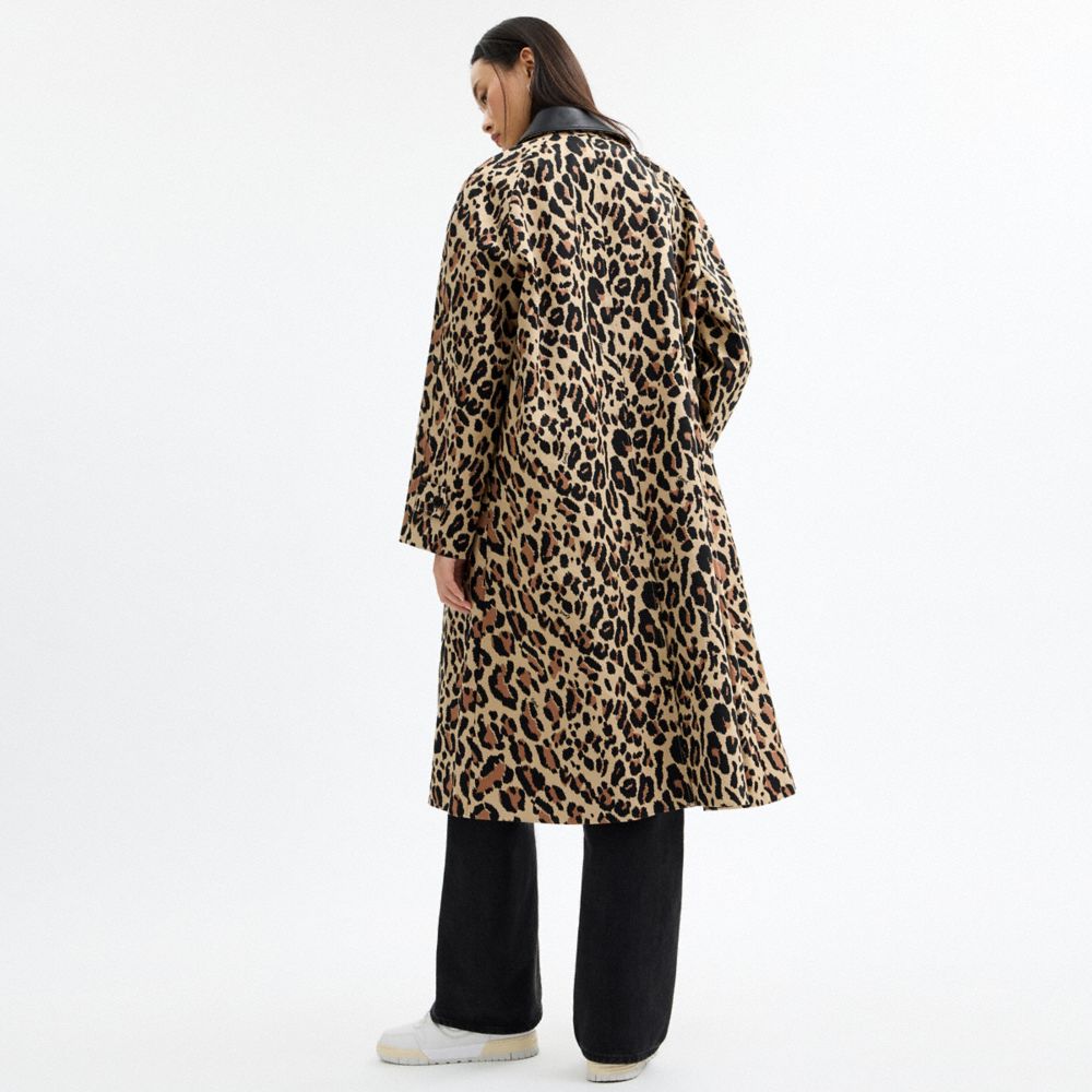 Coach Leopard Print Balmacaan In Animal Print