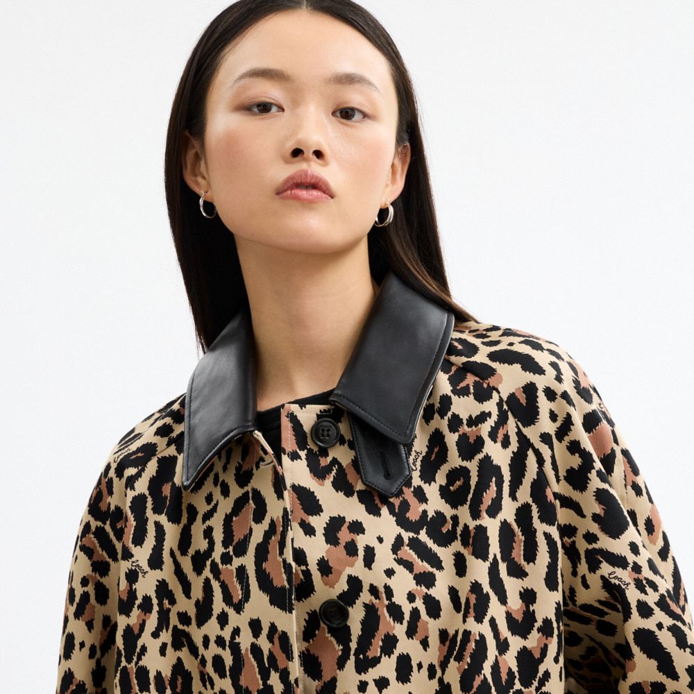 Coach Leopard Print Balmacaan In Animal Print