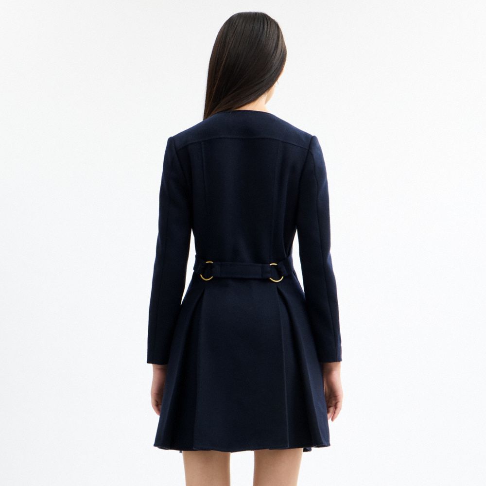 COACH®,Long Sleeve Wool Dress,,Scale View