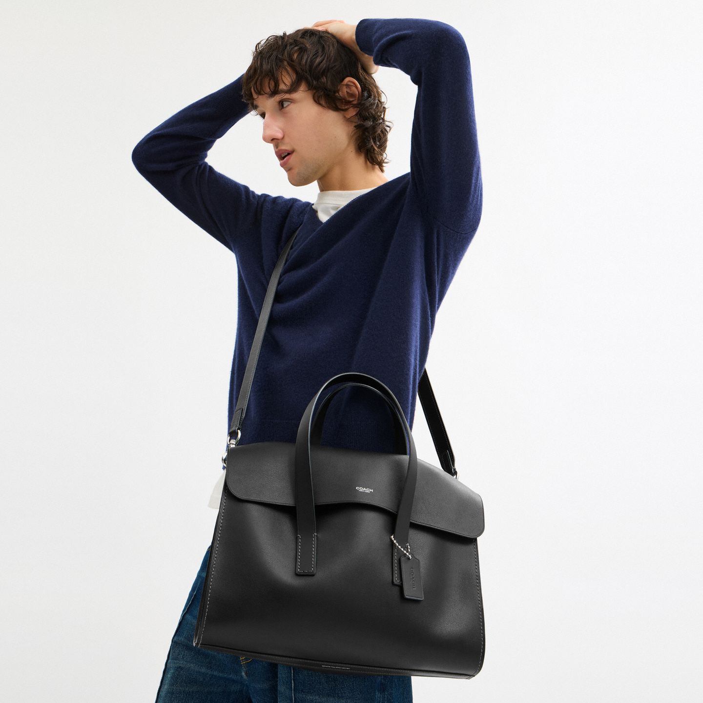 Мужская сумка Coach Flatiron Portfolio, цвет: Чёрный — фото 4