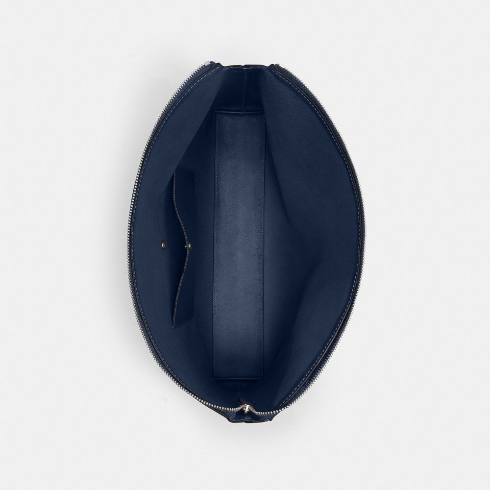 COACH®,SAC MESSENGER MOTT,Cuir grainé naturel,Bleu marine,Inside View,Top View