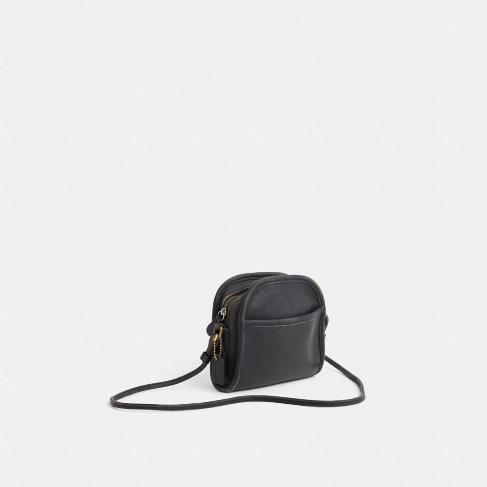 COACH®,Vintage Classic Abbie Bag,Calfskin Leather,Crossbody,Embossed,Logo,Casual,Black,Angle View