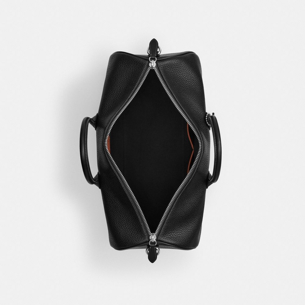 COACH®,Compass Bag 45,Leather,Duffle Bag,Silver Metal,Black,Inside View,Top View