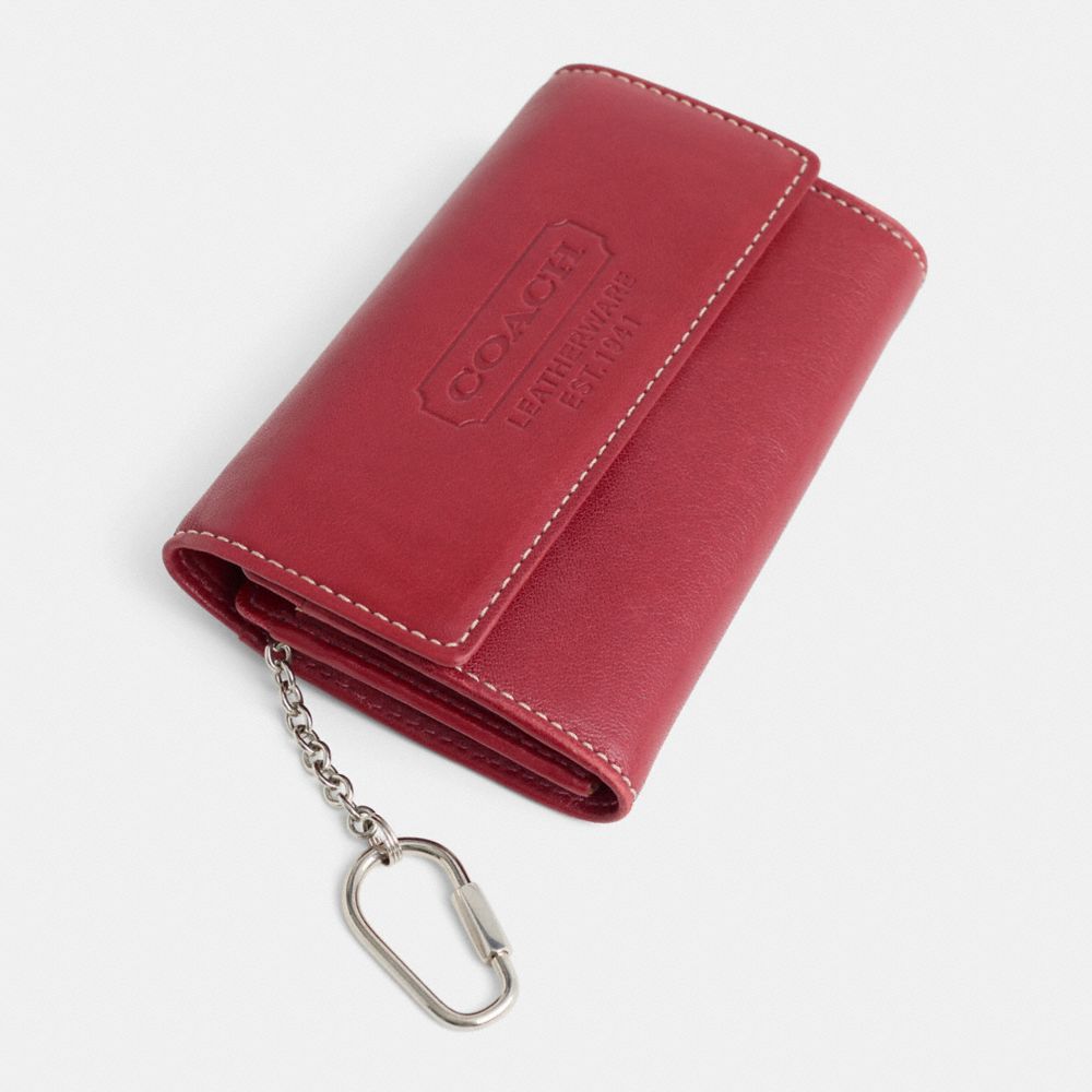 COACH®,Vintage Wallet With Keyring,Maroon,Closer View
