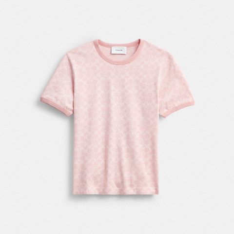 Женские футболки Coach Signature Ringer T-Shirt In Organic Cotton