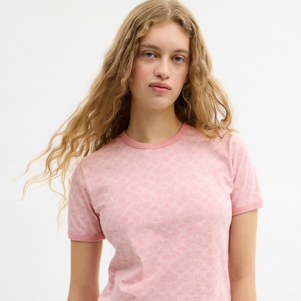 Женские футболки Coach Signature Ringer T-Shirt In Organic Cotton — фото 4