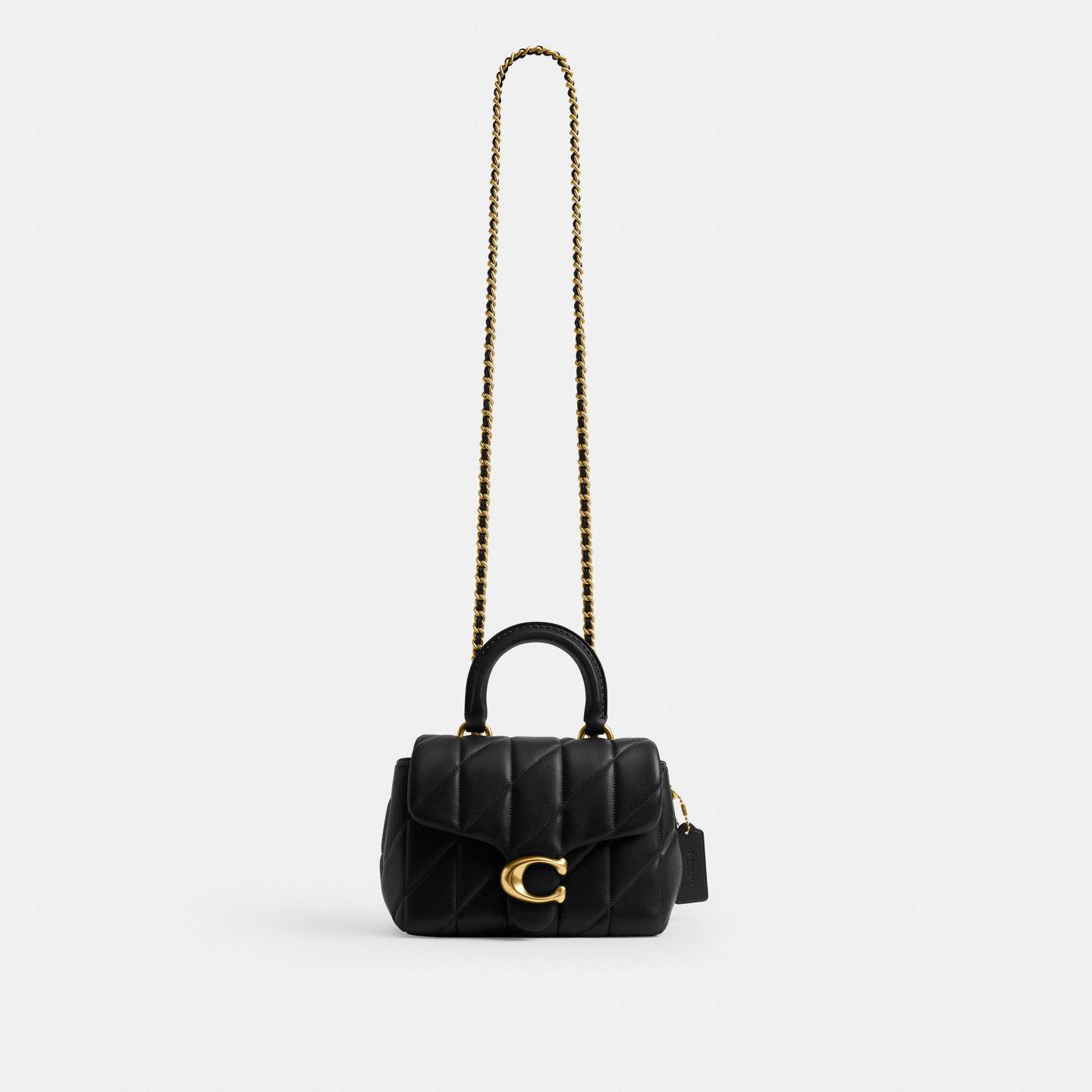 Женская сумка Coach Tabby Top Handle Bag With Quilting, цвет: Латунный / Чёрный — фото 6