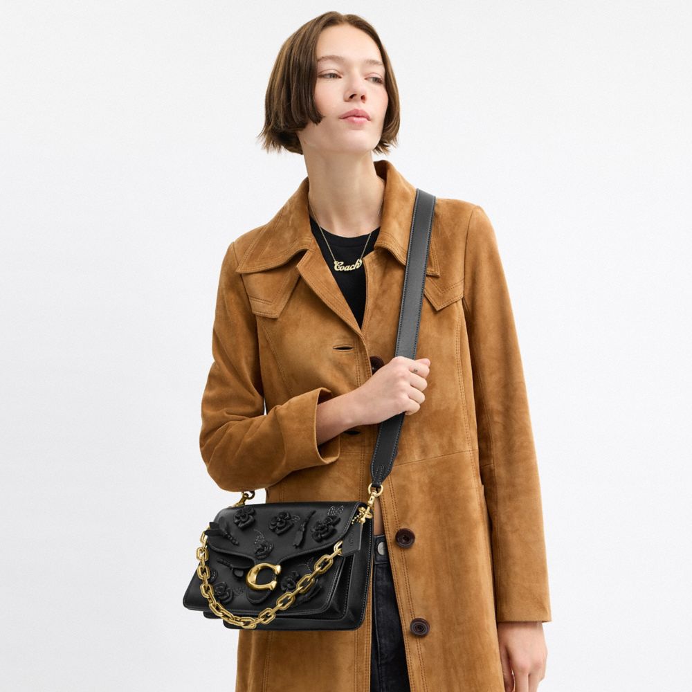 COACH®,Chain Tabby Shoulder Bag With Floral Embellishment,