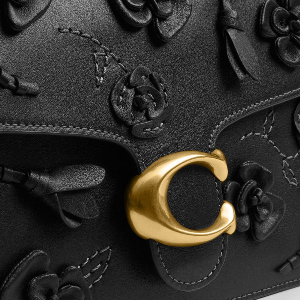 Chain Tabby Shoulder Bag With Floral Embellishment