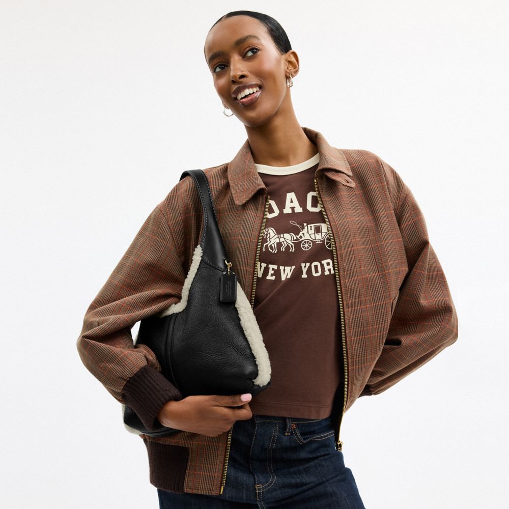 COACH®,Brooklyn Shoulder Bag 28 In Shearling,,Detail View