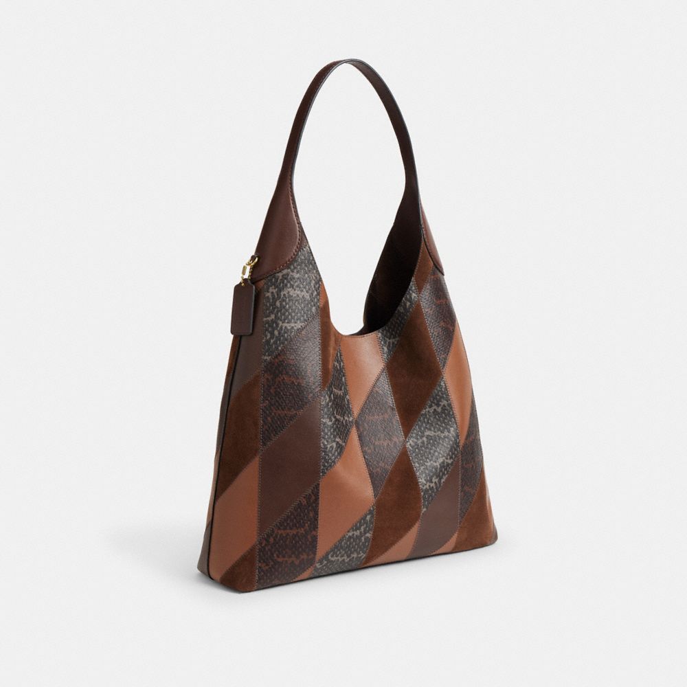 COACH®,Brooklyn Shoulder Bag 39 With Snakeskin Patchwork,,Angle View
