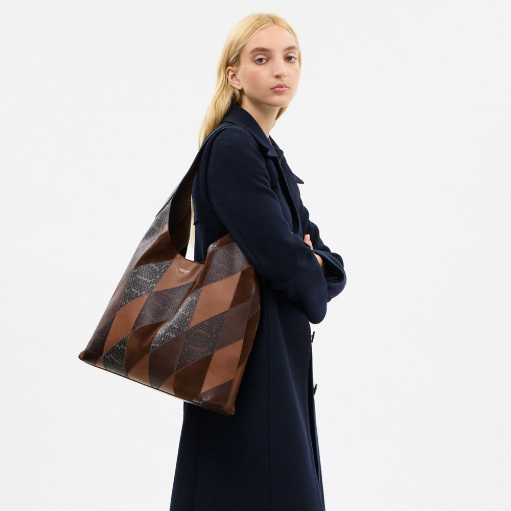 Coach Brooklyn Shoulder Bag 39 With Snakeskin Patchwork