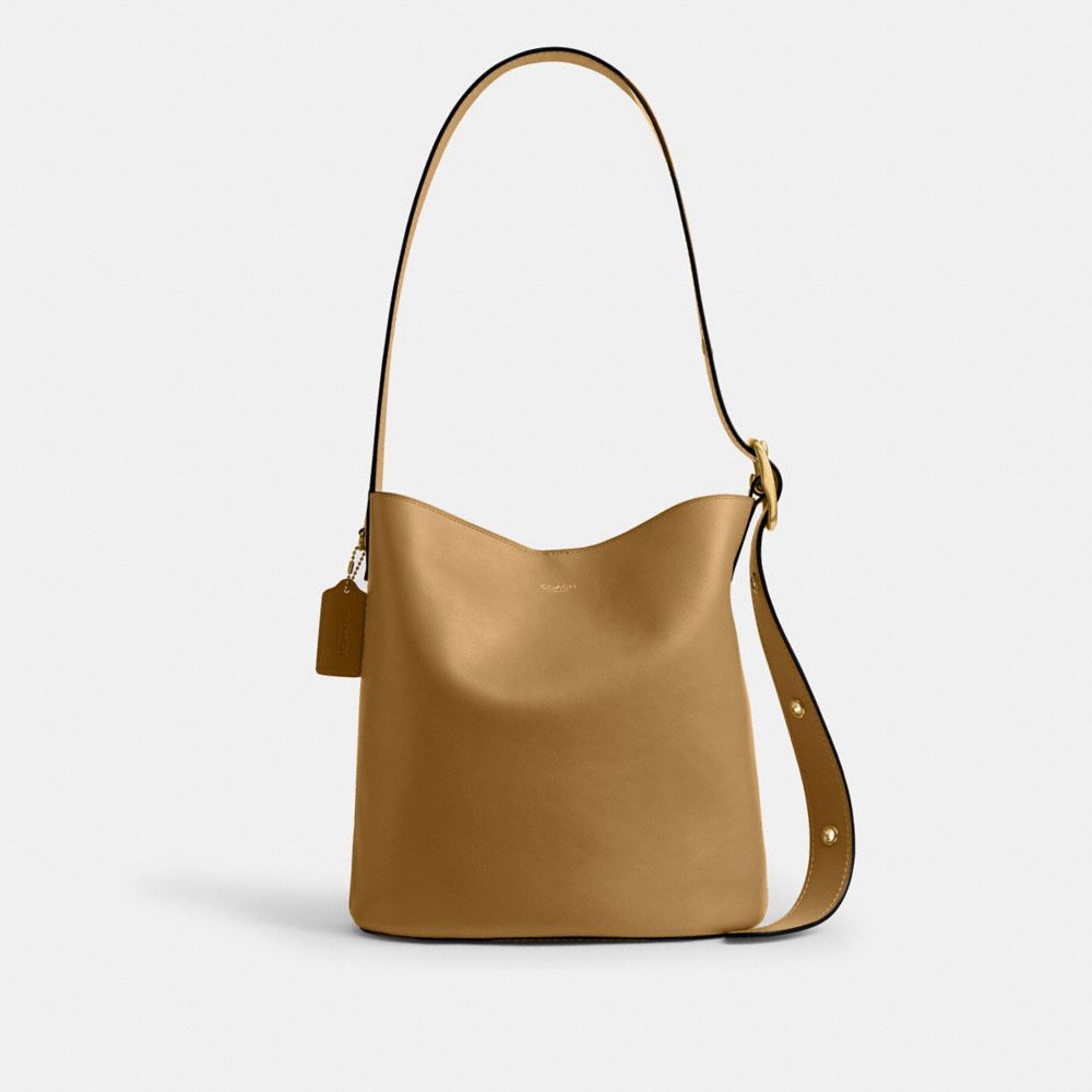 COACH&reg;,Bleecker Bucket Bag,Leather,Bucket,Adjustable,Gold Metal,Casual,,Front View