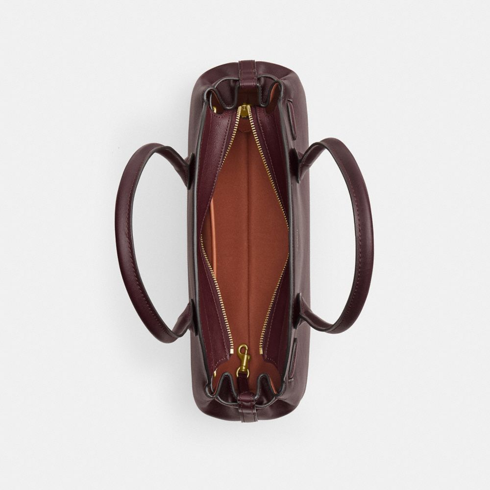 COACH®,Empire Carryall Bag 34,Leather,Shoulder Bag,Pendant,Key Ring,Gold Metal,Casual,Maroon,Inside View,Top View