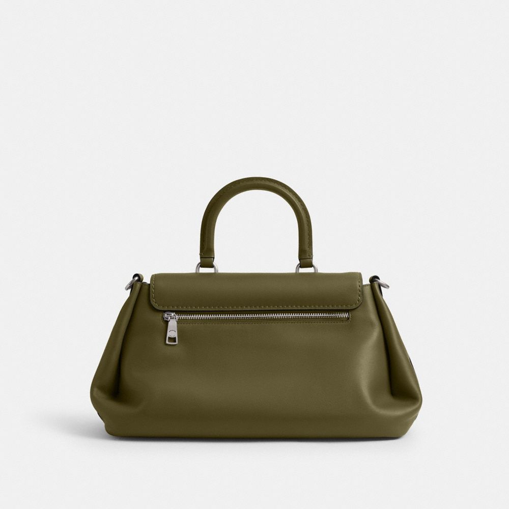 COACH®,Slouchy Rogue Top Handle Bag,Lining Leather,Leather,Satchel,Brass,Casual,Olive,Back View