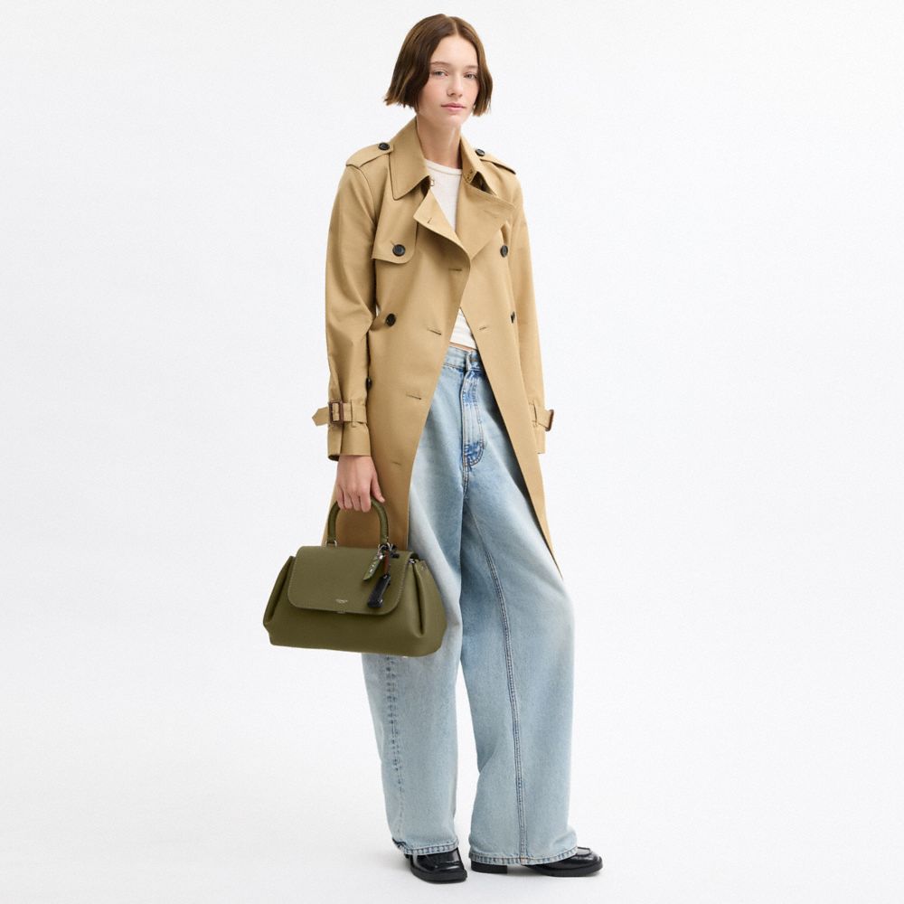 COACH®,Slouchy Rogue Top Handle Bag,Lining Leather,Leather,Satchel,Brass,Casual,Olive,Detail View