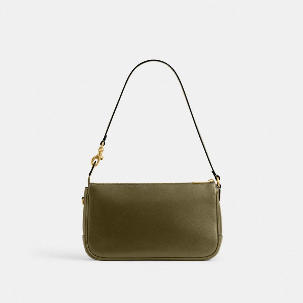 COACH®,Plaza Bag,Leather,Shoulder Bag,Logo,Lined,Compact,Brass,Day Party,Olive,Back View