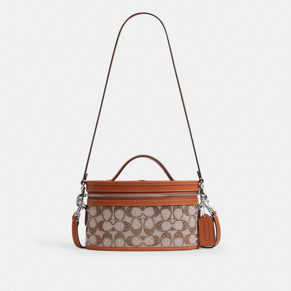 Coach Trail Bag In Crystal Signature Jacquard In Brown