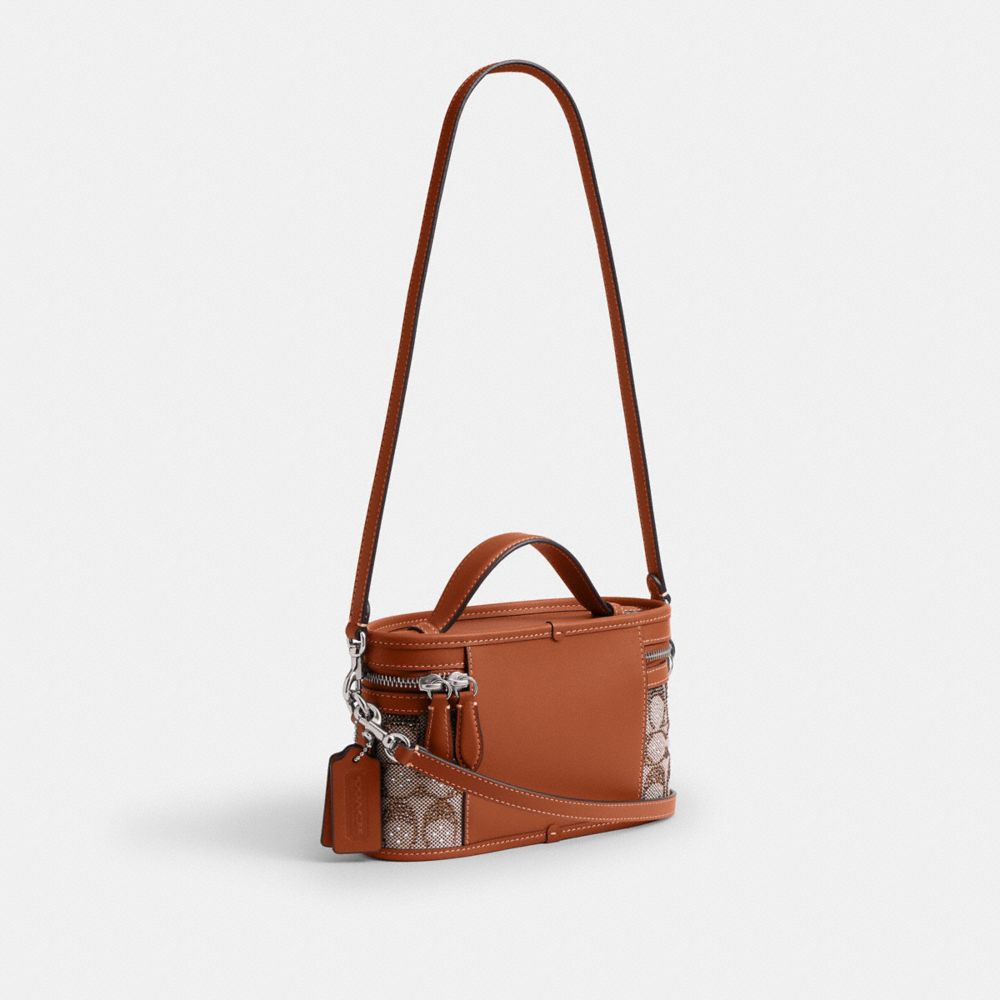 Coach Trail Bag In Crystal Signature Jacquard In Brown