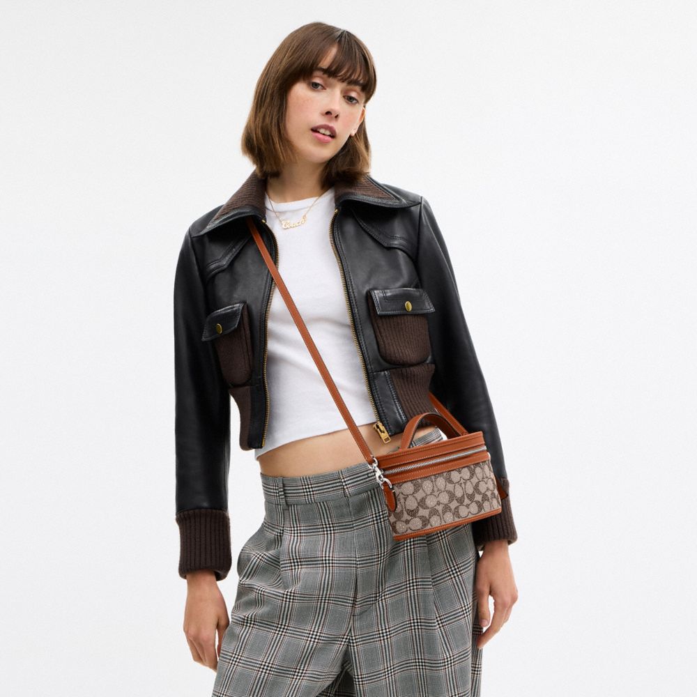 Coach Trail Bag In Crystal Signature Jacquard In Brown